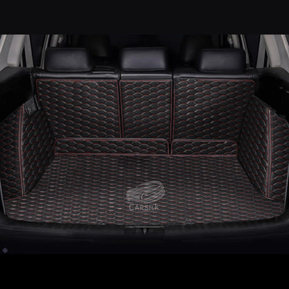 BLACK & RED STITCHING 3D SERIES HONEY COMB LUXURY TRUNK CAR MATS SET