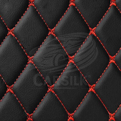 BLACK RED STITCHING 3D DIAMOND LUXURY TRUNK CAR MATS SET - Carsilks 