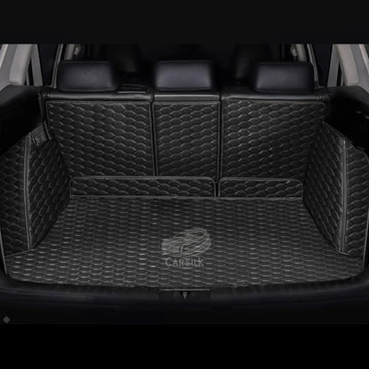 BLACK & WHITE STITCHING 3D HONEY COMB LUXURY TRUNK CAR MATS SET - Carsilks 