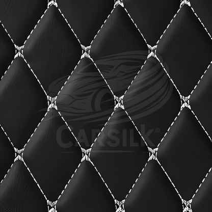 BLACK & WHITE STITCHING DIAMOND LUXURY BASE TRUNK CAR MATS SET