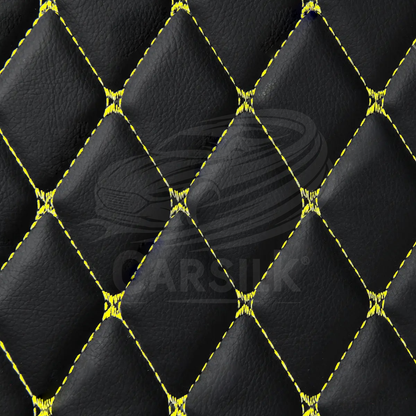 BLACK YELLOW STITCHING 3D DIAMOND LUXURY TRUNK CAR MATS SET - Carsilks 