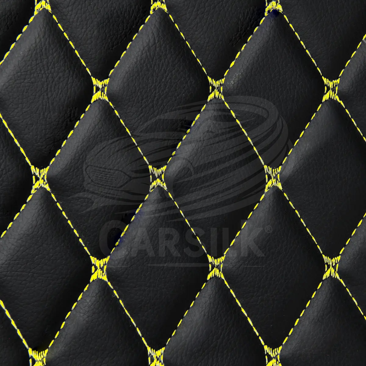 BLACK & YELLOW STITCHING DIAMOND LUXURY CAR MATS SET - Carsilks 