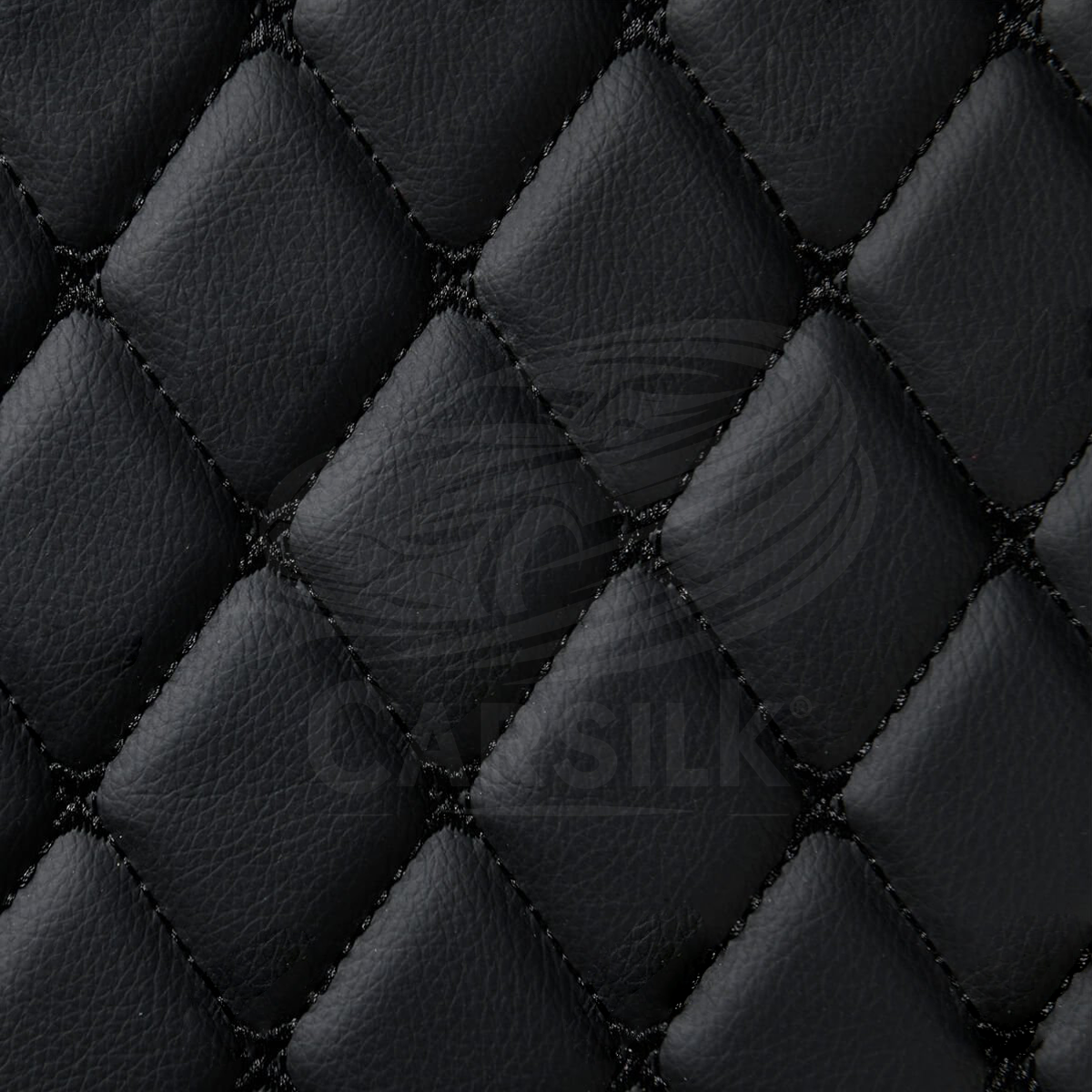 BLACK & BLACK STITCHING DIAMOND LUXURY BASE TRUNK CAR MATS SET