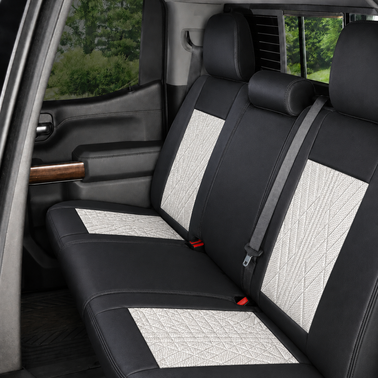 Beige & Black Breathable Waterproof Sport Eco Leather Seat Cover for Cars