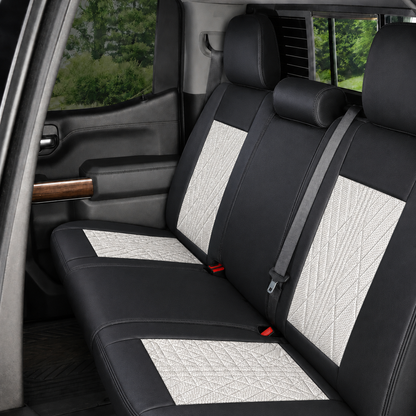 Beige & Black Breathable Waterproof Sport Eco Leather Seat Cover for Cars