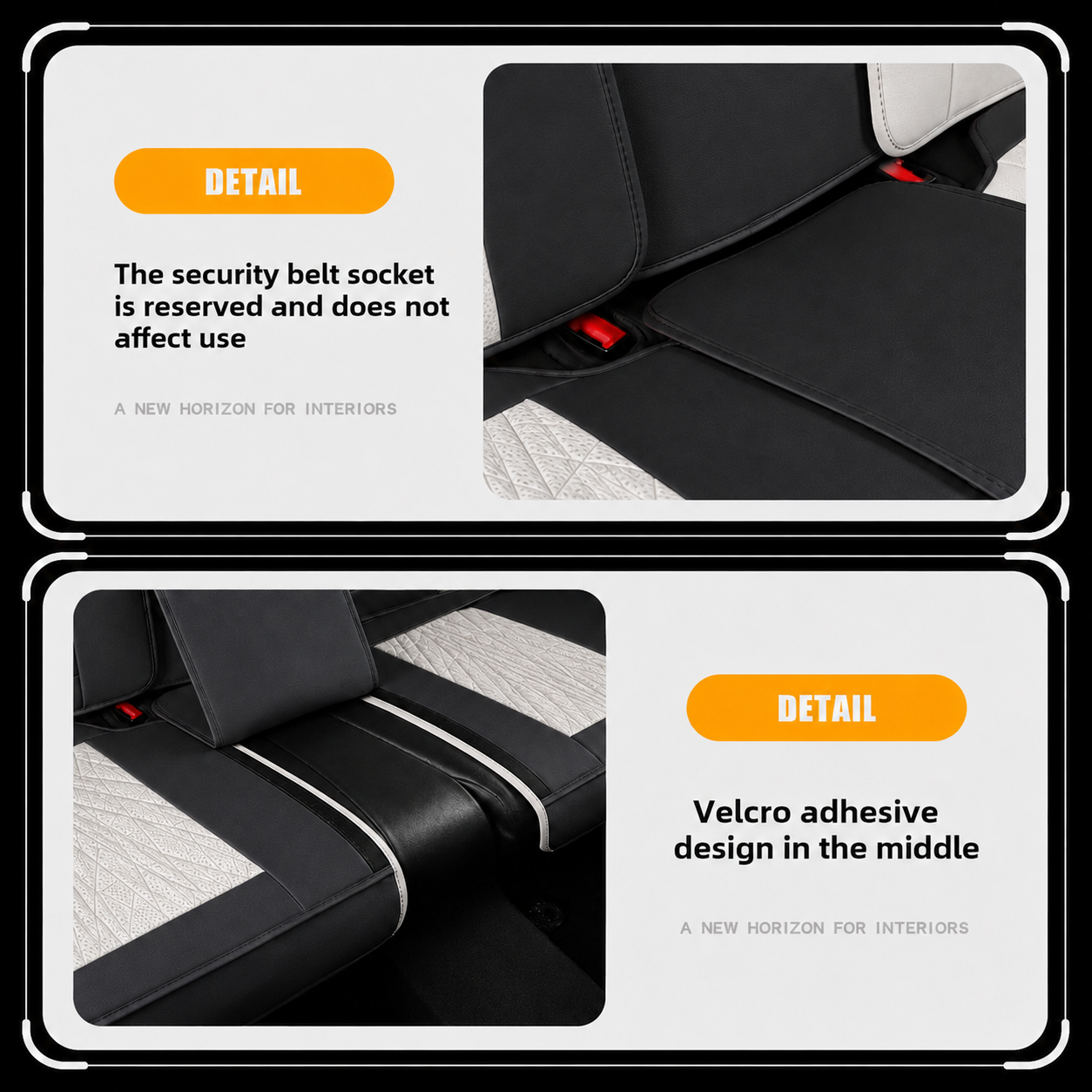Beige & Black Breathable Waterproof Sport Eco Leather Seat Cover for Cars