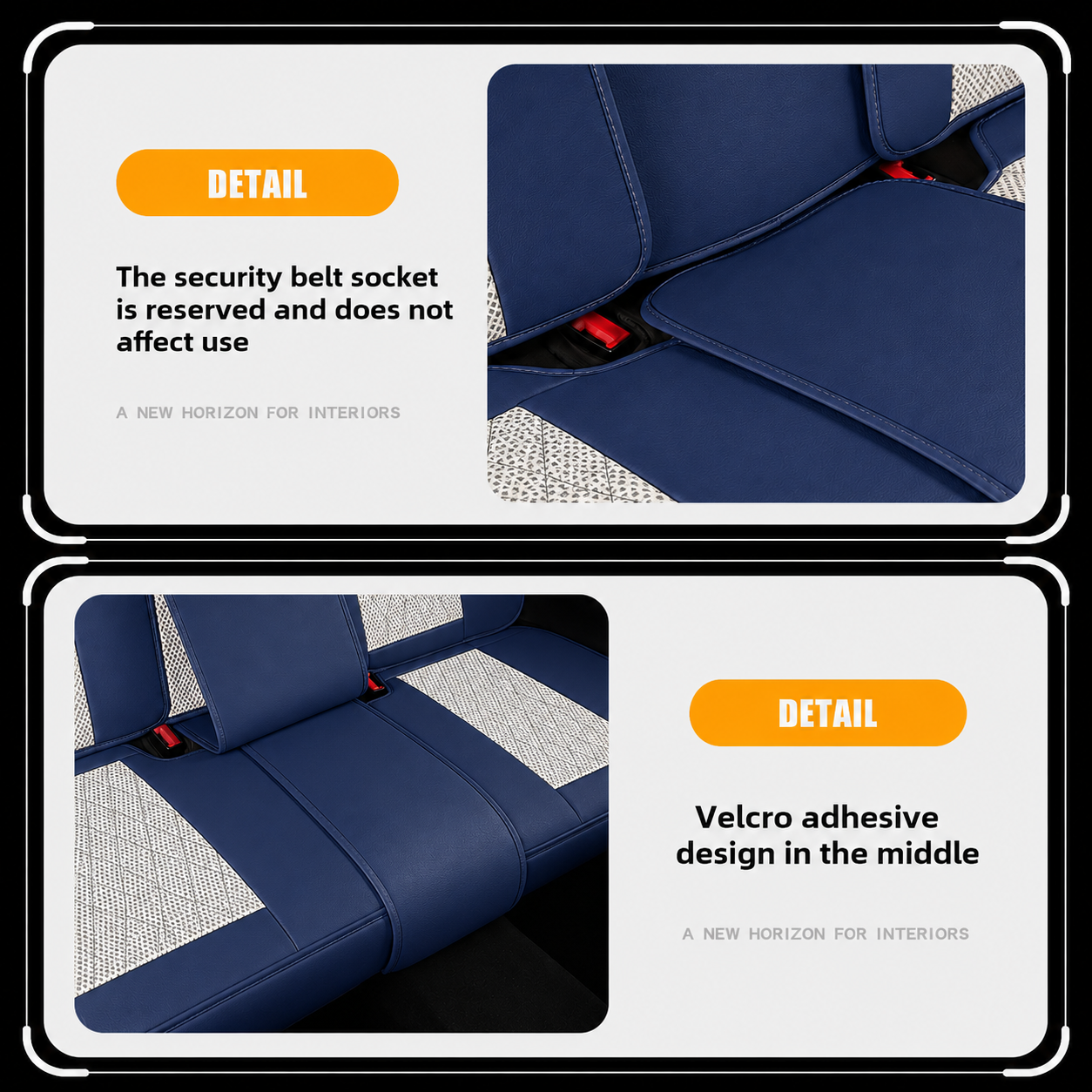 Beige & Blue Breathable Waterproof Sport Eco Leather Seat Cover for Cars