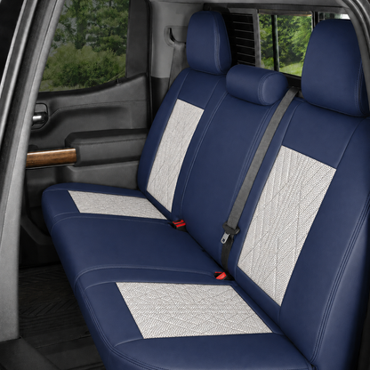 Beige & Blue Breathable Waterproof Sport Eco Leather Seat Cover for Cars