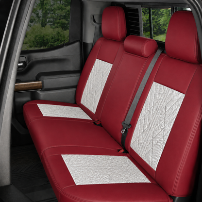 Beige & Red Breathable Waterproof Sport Eco Leather Seat Cover for Cars