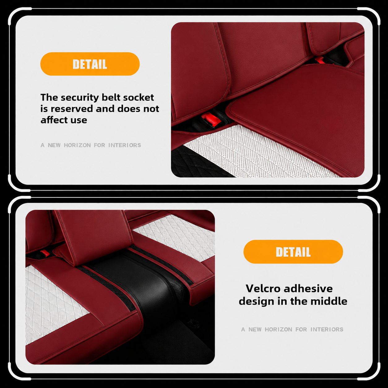 Beige & Red Breathable Waterproof Sport Eco Leather Seat Cover for Cars