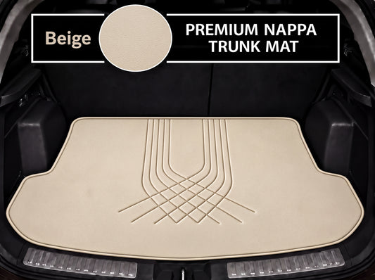 BEIGE LINE STYLE NAPPA LEATHER BASE TRUNK CAR MAT