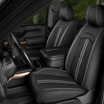 Black & Gray Breathable Waterproof Sport Eco Leather Seat Cover for Cars