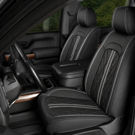 Black & Gray Breathable Waterproof Sport Eco Leather Seat Cover for Cars
