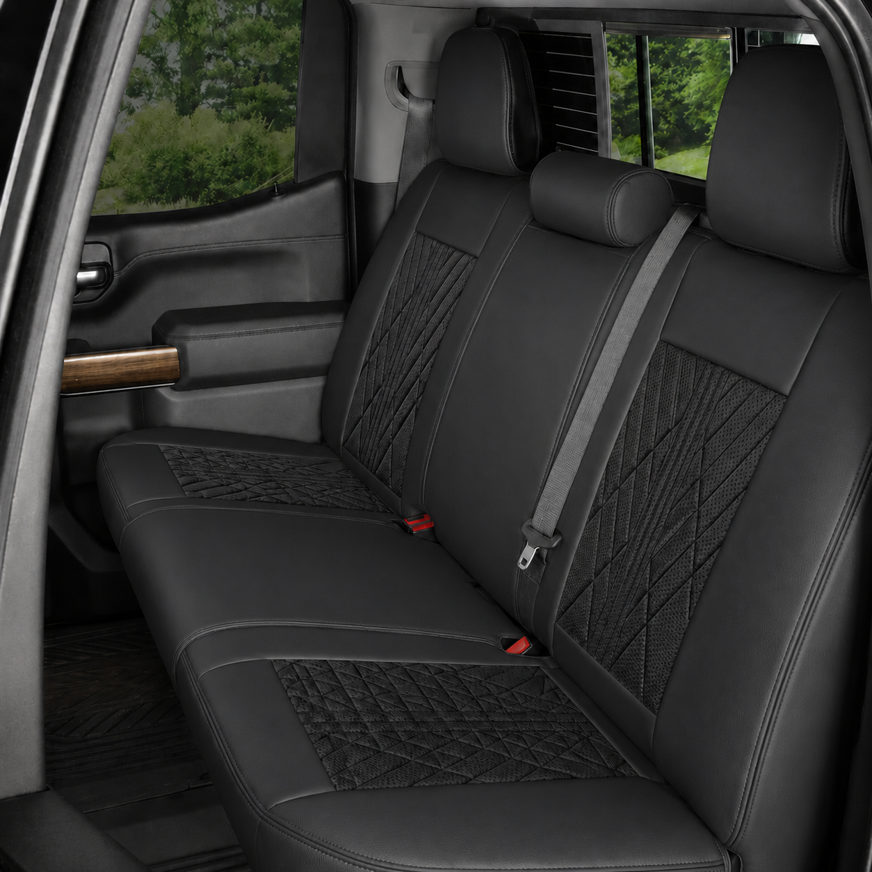 Black & Gray Breathable Waterproof Sport Eco Leather Seat Cover for Cars