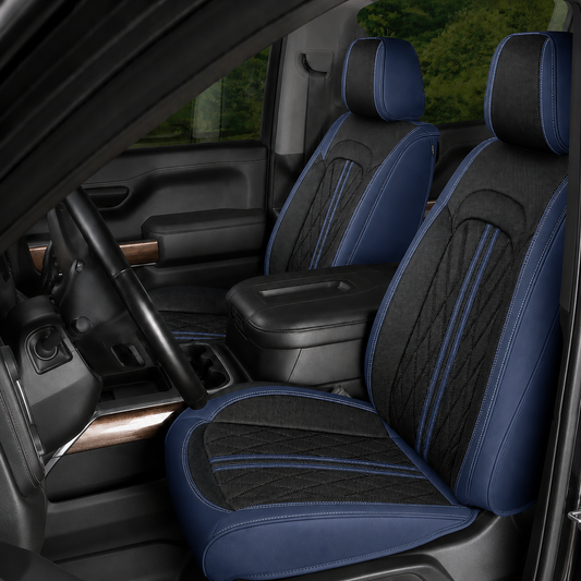 Black & Navy Breathable Waterproof Sport Eco Leather Seat Cover for Cars