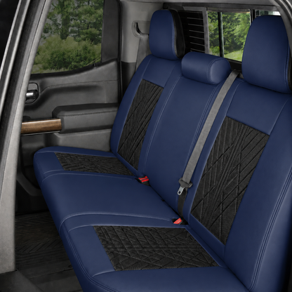 Black & Navy Breathable Waterproof Sport Eco Leather Seat Cover for Cars