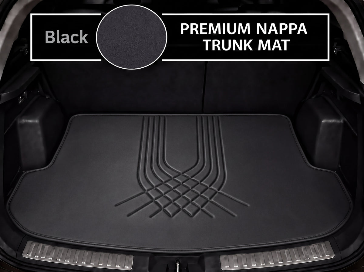 BLACK LINE STYLE NAPPA LEATHER BASE TRUNK CAR MAT