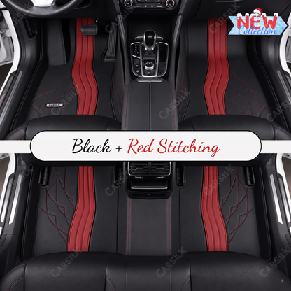BLACK AND RED NAPPA LEATHER CAR MATS SET
