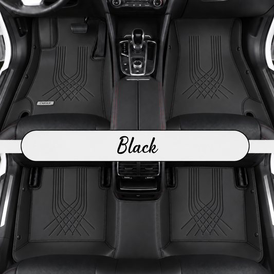 BLACK LINE STYLE NAPPA LEATHER CAR MATS SET