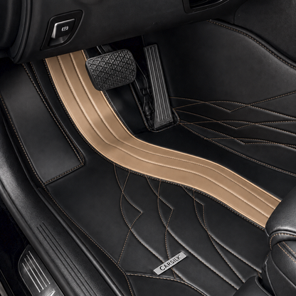 BLACK AND BEIGE NAPPA LEATHER CAR MATS SET