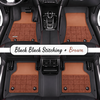BLACK AND BROWN HALF COIL DOUBLE LAYER NAPPA LEATHER CAR MATS SET