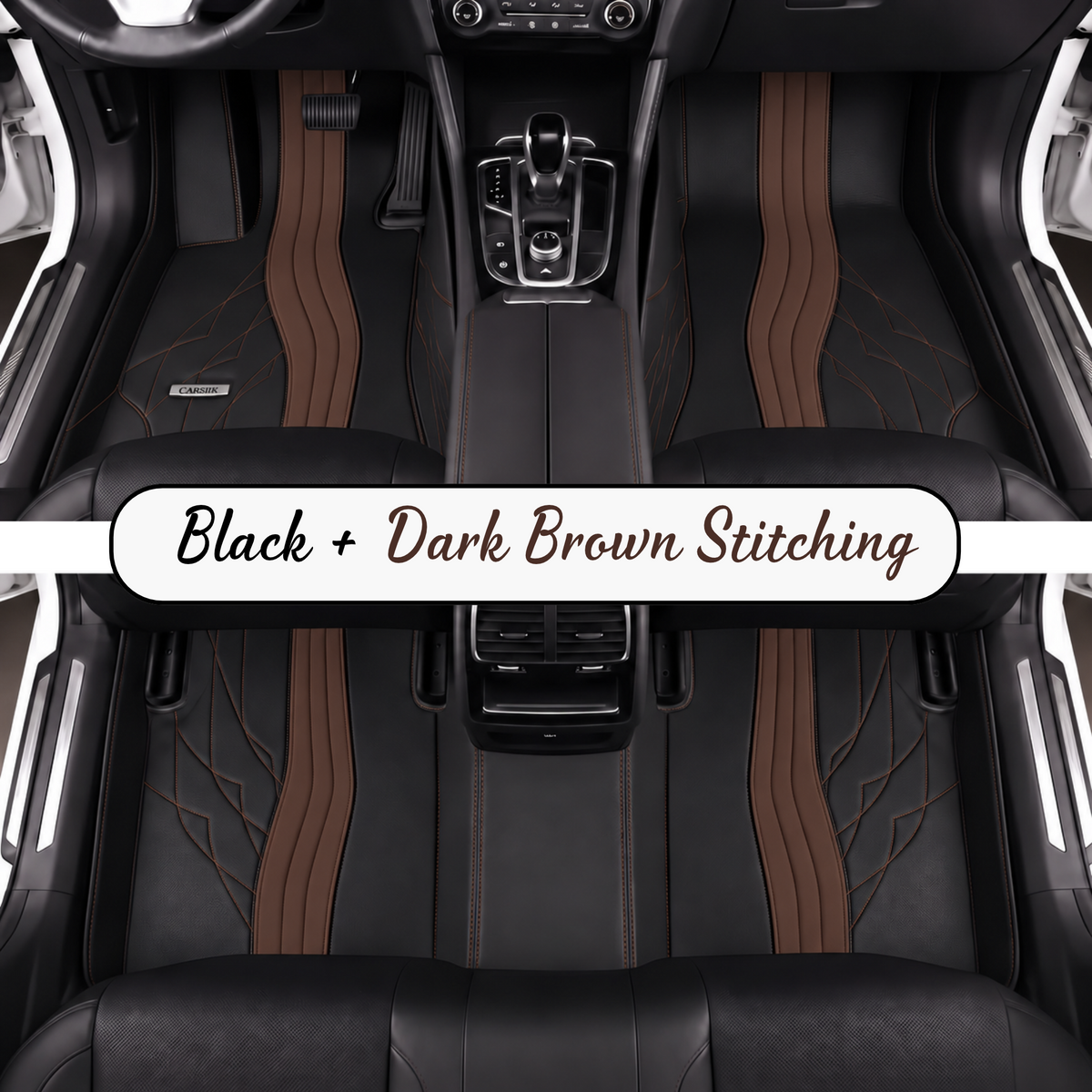 BLACK AND DARK BROWN NAPPA LEATHER CAR MATS SET