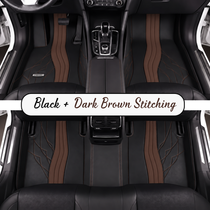 BLACK AND DARK BROWN NAPPA LEATHER CAR MATS SET
