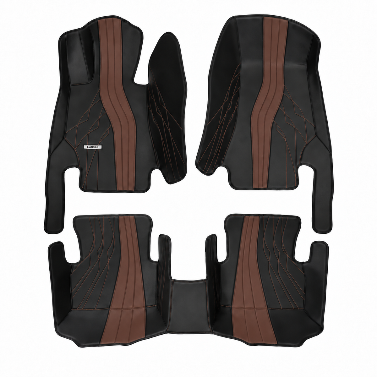 BLACK AND DARK BROWN NAPPA LEATHER CAR MATS SET