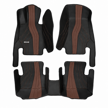 BLACK AND DARK BROWN NAPPA LEATHER CAR MATS SET