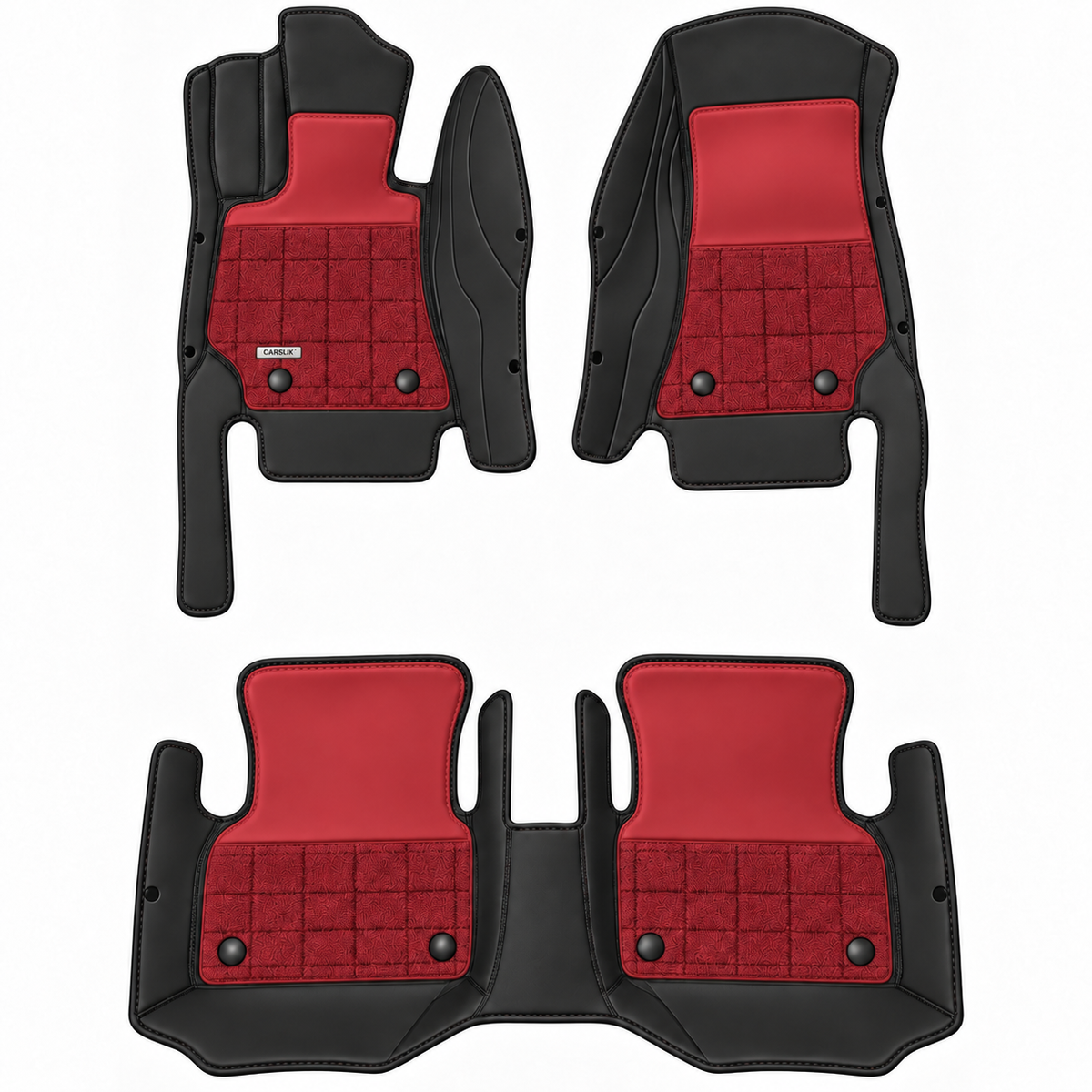 BLACK AND RED HALF COIL DOUBLE LAYER NAPPA LEATHER CAR MATS SET – Carsilks