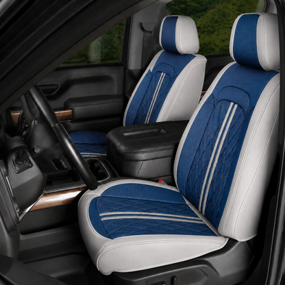 Blue & Gray Breathable Waterproof Sport Eco Leather Seat Cover for Cars