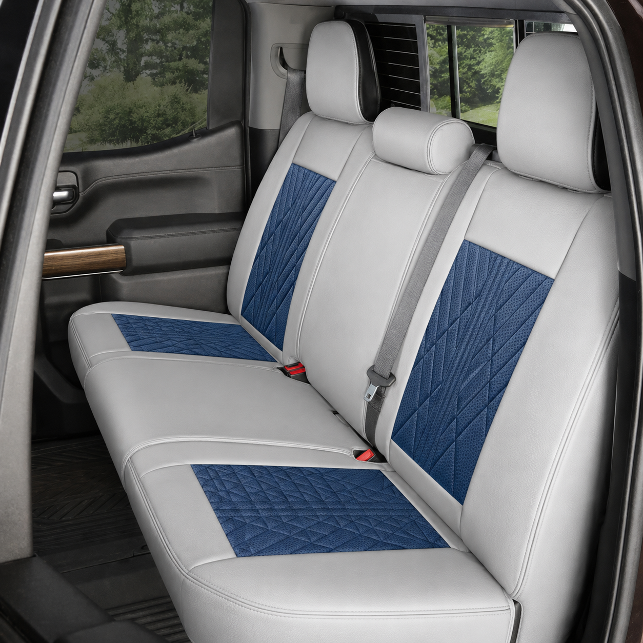 Blue & Gray Breathable Waterproof Sport Eco Leather Seat Cover for Cars