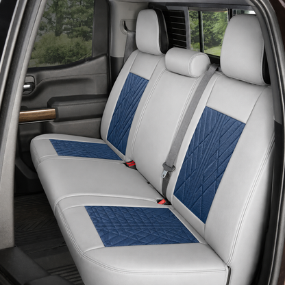 Blue & Gray Breathable Waterproof Sport Eco Leather Seat Cover for Cars