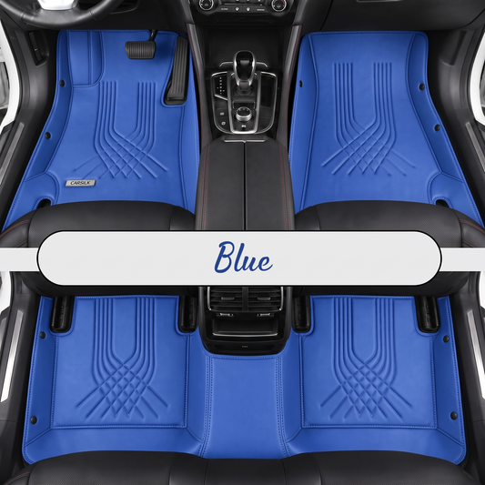 BLUE LINE STYLE NAPPA LEATHER CAR MATS SET
