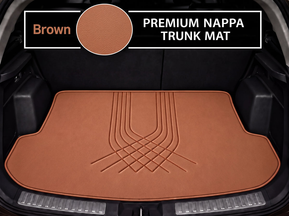 BROWN LINE STYLE NAPPA LEATHER BASE TRUNK CAR MAT