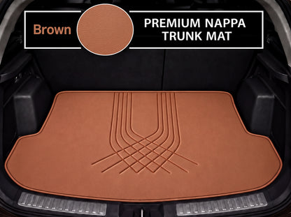 BROWN LINE STYLE NAPPA LEATHER BASE TRUNK CAR MAT
