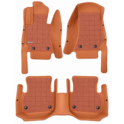 BROWN AND RED FULL COIL DOUBLE LAYER NAPPA LEATHER CAR MATS SET