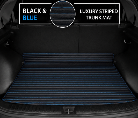 BLACK & BLUE STITCHING STRIPE LUXURY BASE TRUNK CAR MATS