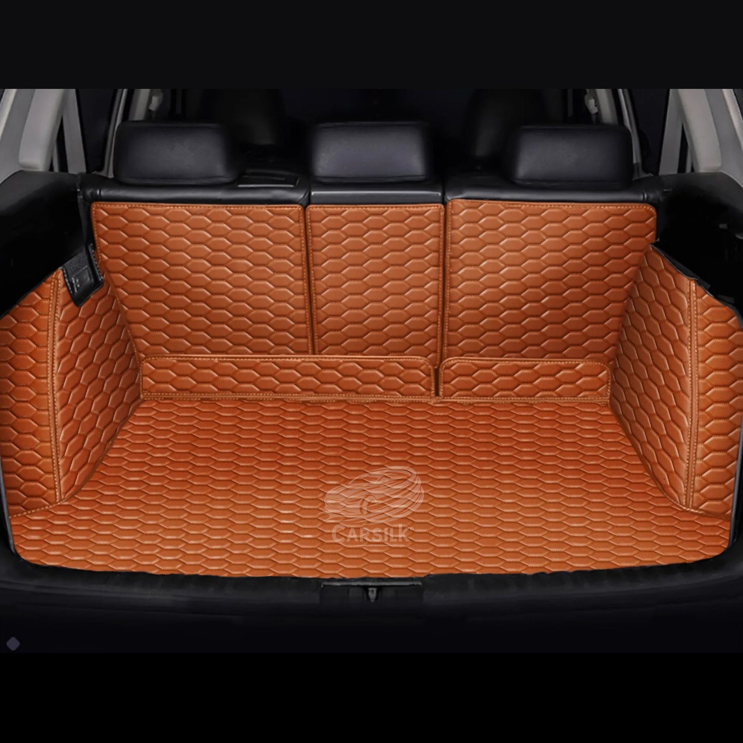 CARAMEL BROWN 3D HONEY COMB LUXURY TRUNK CAR MATS SET - Carsilks 