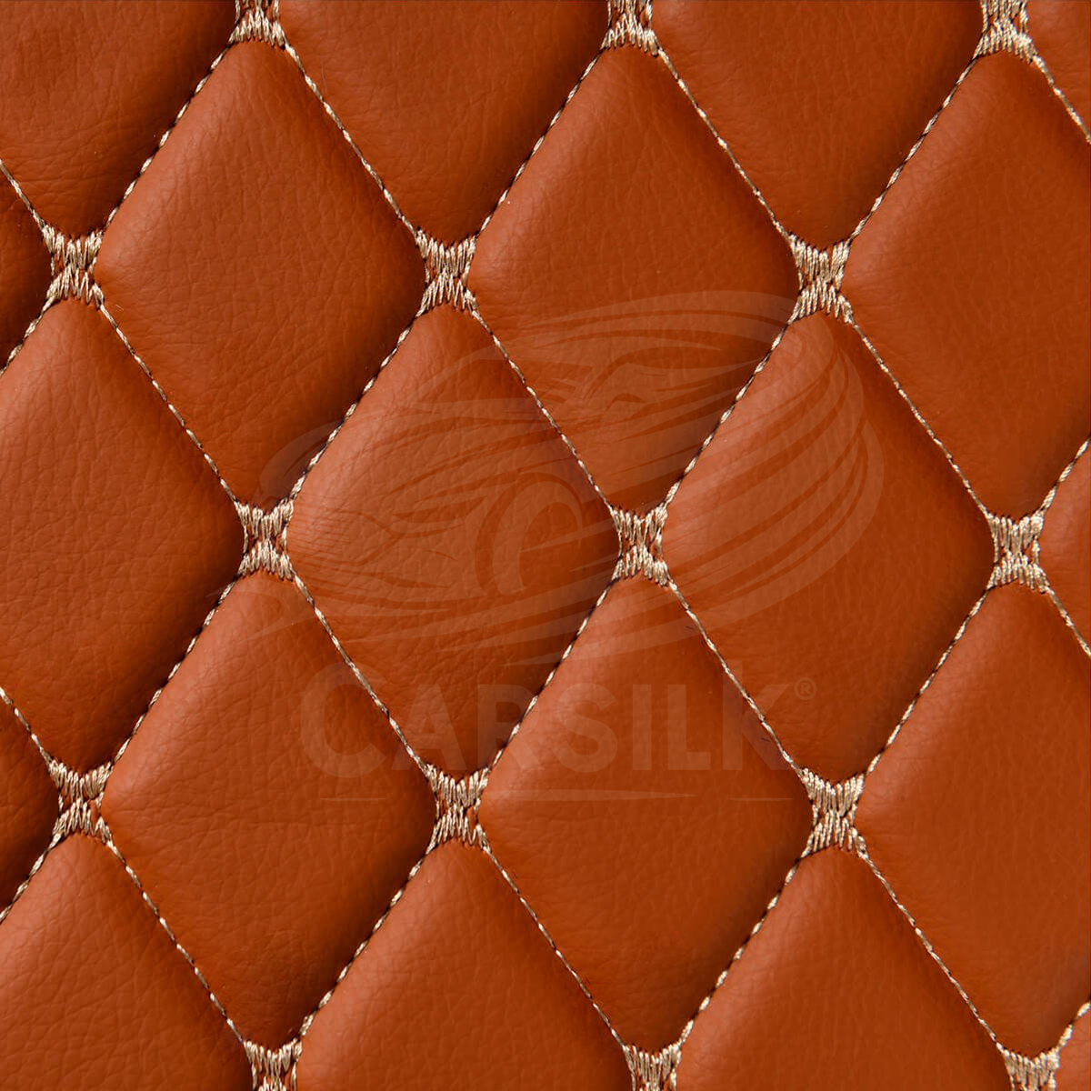 CARAMEL BROWN STITCHING 3D DIAMOND LUXURY TRUNK CAR MATS SET - Carsilks 