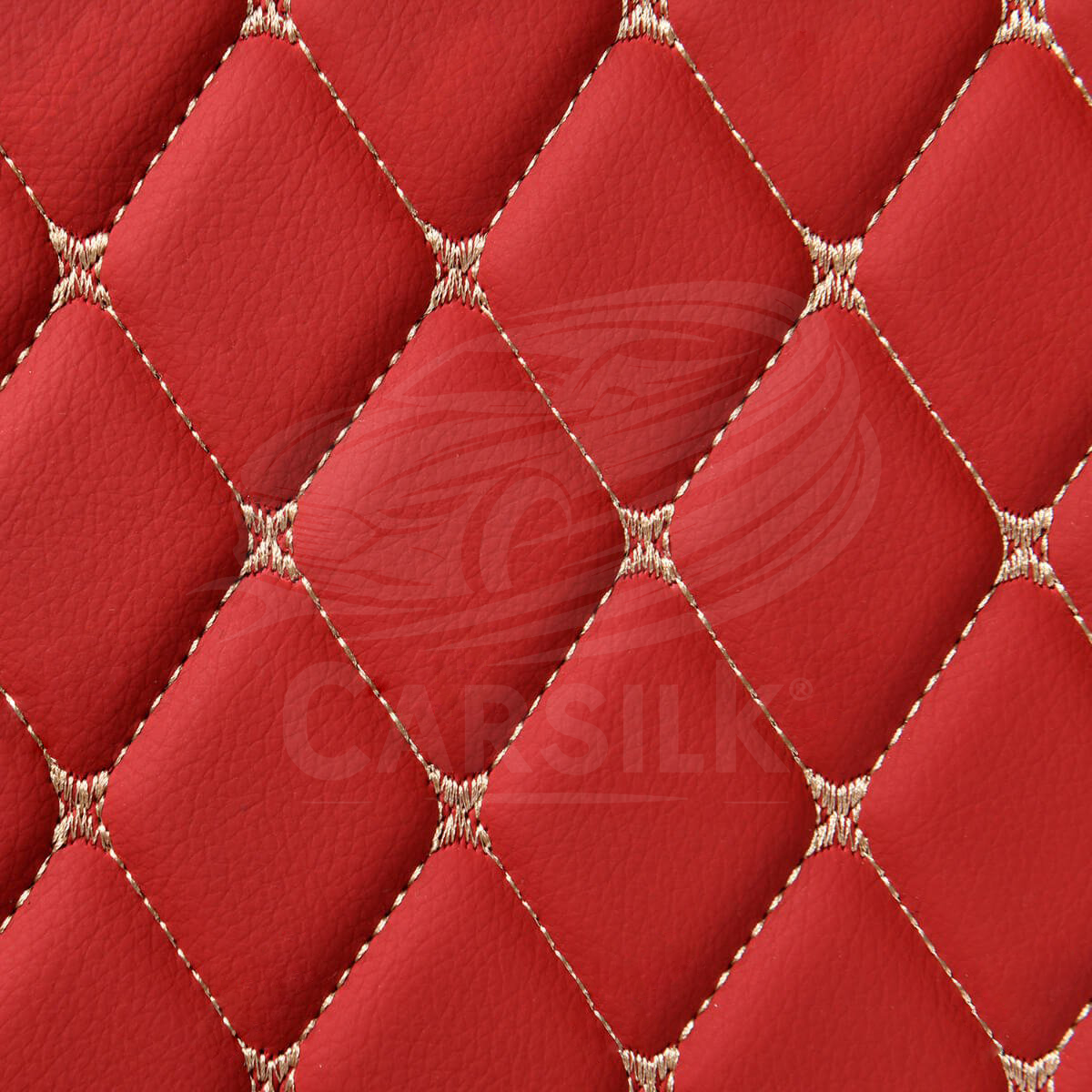 CHERRY RED STITCHING 3D DIAMOND LUXURY TRUNK CAR MATS SET - Carsilks 