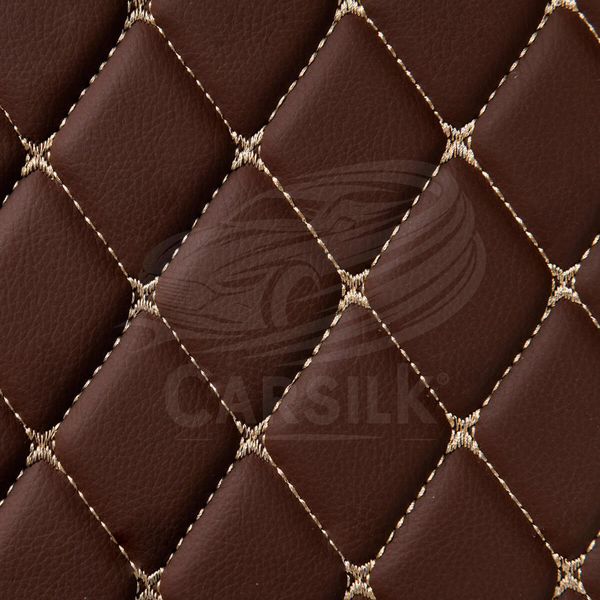 CHOCOLATE BROWN STITCHING 3D DIAMOND LUXURY TRUNK CAR MATS SET - Carsilks 