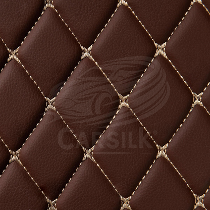 CHOCOLATE BROWN STITCHING 3D SERIES DIAMOND LUXURY TRUNK CAR MATS SET