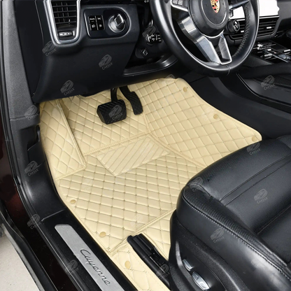 CREAM BEIGE DIAMOND LUXURY CAR MATS SET