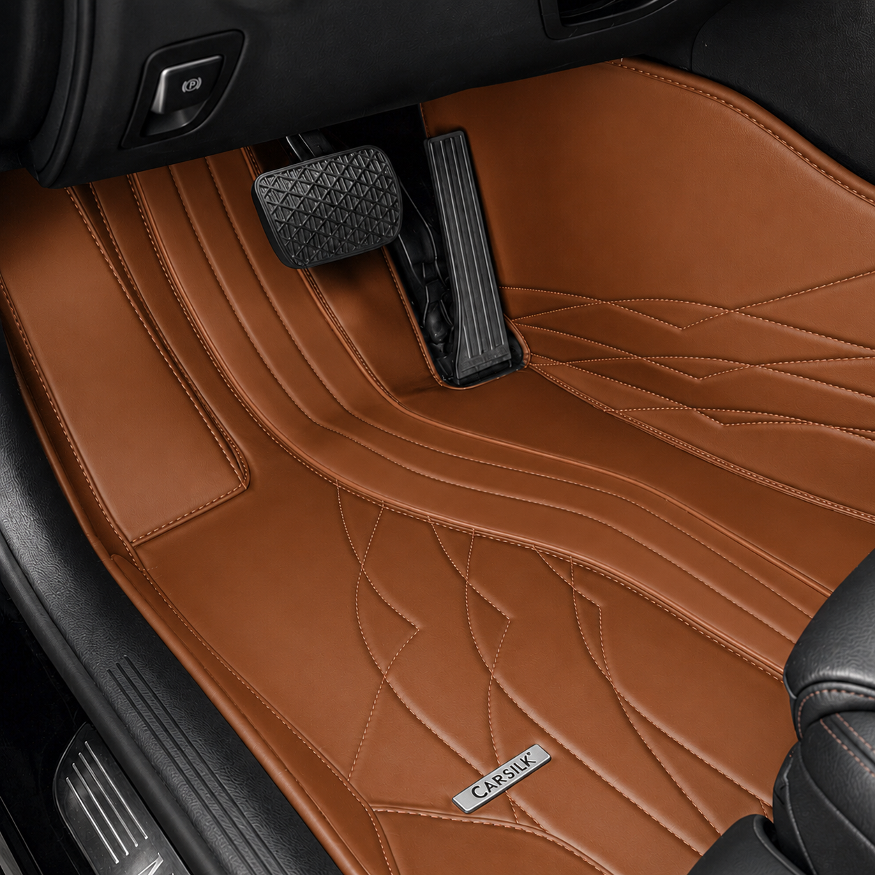 CARAMEL BROWN NAPPA LEATHER CAR MATS SET