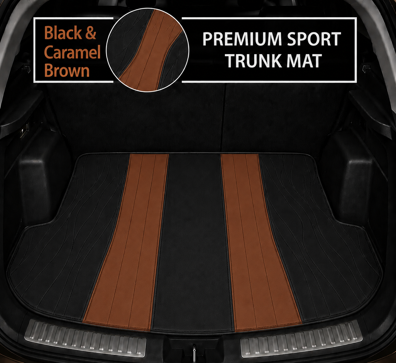 BLACK AND BROWN SPORT STYLE BASE TRUNK CAR MAT