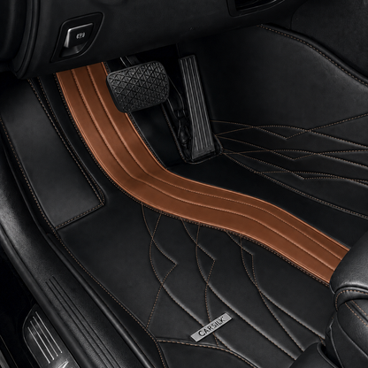 BLACK AND BROWN PATTERN PREMIUM CAR MATS SET