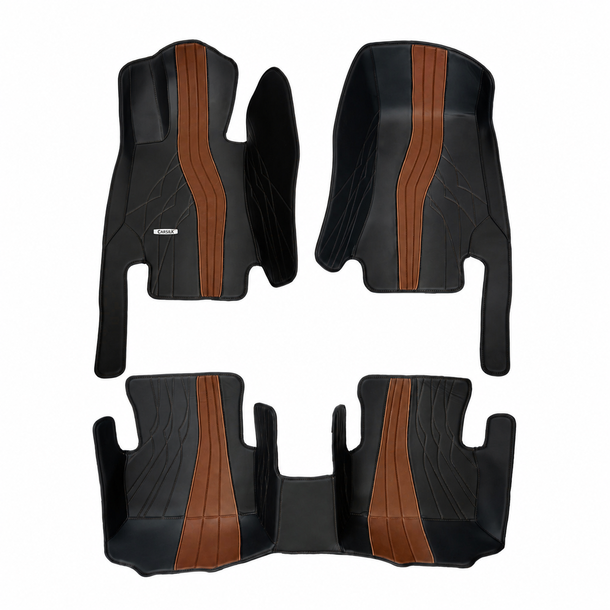 BLACK AND BROWN PATTERN PREMIUM CAR MATS SET