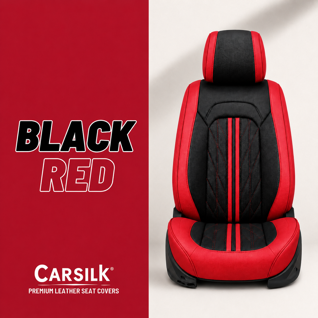 Black & Red Breathable Waterproof Sport Eco Leather Seat Cover for Cars