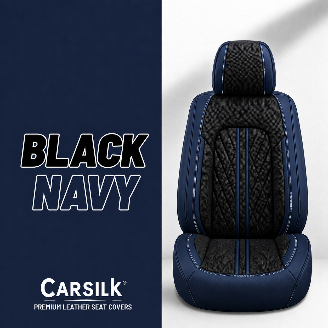 Black & Navy Breathable Waterproof Sport Eco Leather Seat Cover for Cars